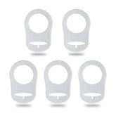Demearly pacifier clip adapter ring close-up with food-grade silicone, safe for chewing.