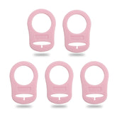Demearly pink pacifier clip ring shows secure on-the-go attachment