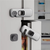 DENENTT 5-pack cabinet locks packaging demonstrates versatile safety for cabinets and appliances.