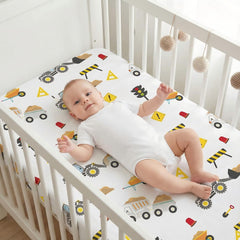 DengFengLai bright colors construction patterns crib sheets for lively nurseries