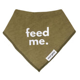 Denver James bandana bib front view with soft organic cotton for gentle skin contact.