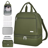 DERJUNSTAR breast pump backpack front view for organized on-the-go pumping.
