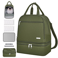 DERJUNSTAR breast pump backpack front view for organized on-the-go pumping.
