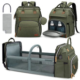 DERJUNSTAR diaper bag backpack front view with quick-access pockets for on-the-go parenting