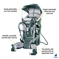 Deuter Kid Comfort using VariSlide back adjustment for personalized fit