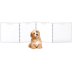 Dewrhiixe Clear Acrylic Dog Gate in 4-panel assembly offers unobstructed visibility and pet containment.