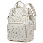 Dezcrab corduroy flowers purple diaper backpack with a spacious main compartment for easy on-the-go organization.