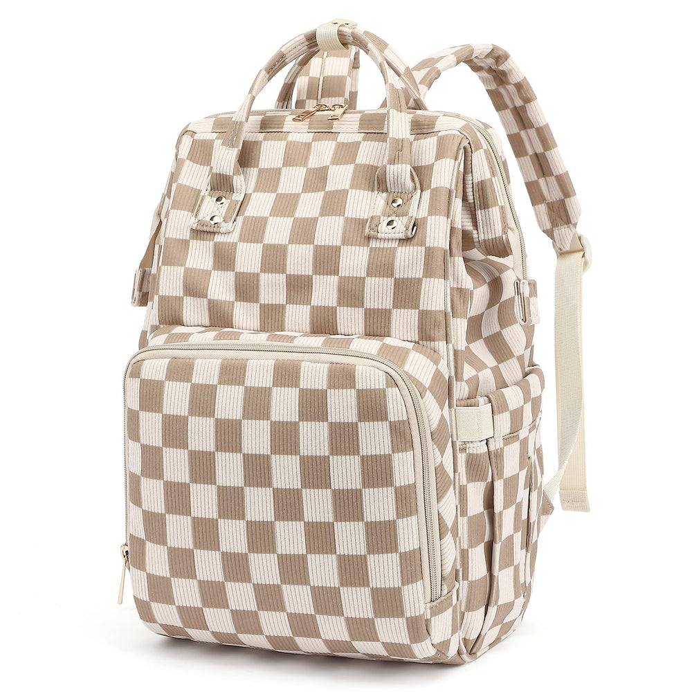 Dezcrab diaper backpack corduroy brown exterior for stylish, hands-free outings.