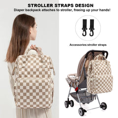 Dezcrab diaper bag with stroller straps attached for convenient travel.