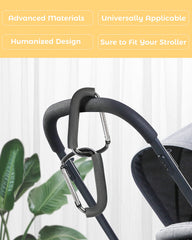 Close-up of DF DUALFERV foam padding on stroller hook for comfortable grip
