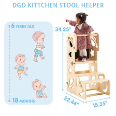DGD Toddler Tower folding-mechanism demonstrates easy, tool-free transitions between modes.