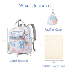 Sky Blue diaper bag backpack with 14 pockets helps you separate diapers, wipes, snacks