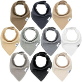 Diaper Squad 10-pack baby bibs flatlay demonstrating absorbent muslin protection during teething