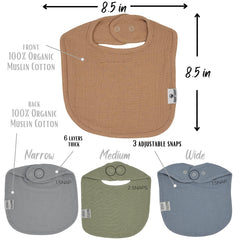 Diaper Squad hypoallergenic bibs with nickel-free snaps protect sensitive skin.