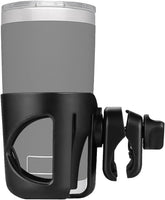 Digital Nc cup holder attached to stroller holds Yeti Rambler securely for on-the-go hydration