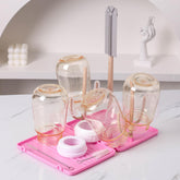 DIJIAMEIYA baby bottle drying rack pink, showcasing an all-in-one compact drying solution for busy homes.