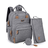 Dikaslon diaper bag backpack gray exterior shows roomy storage for quick on-the-go organization