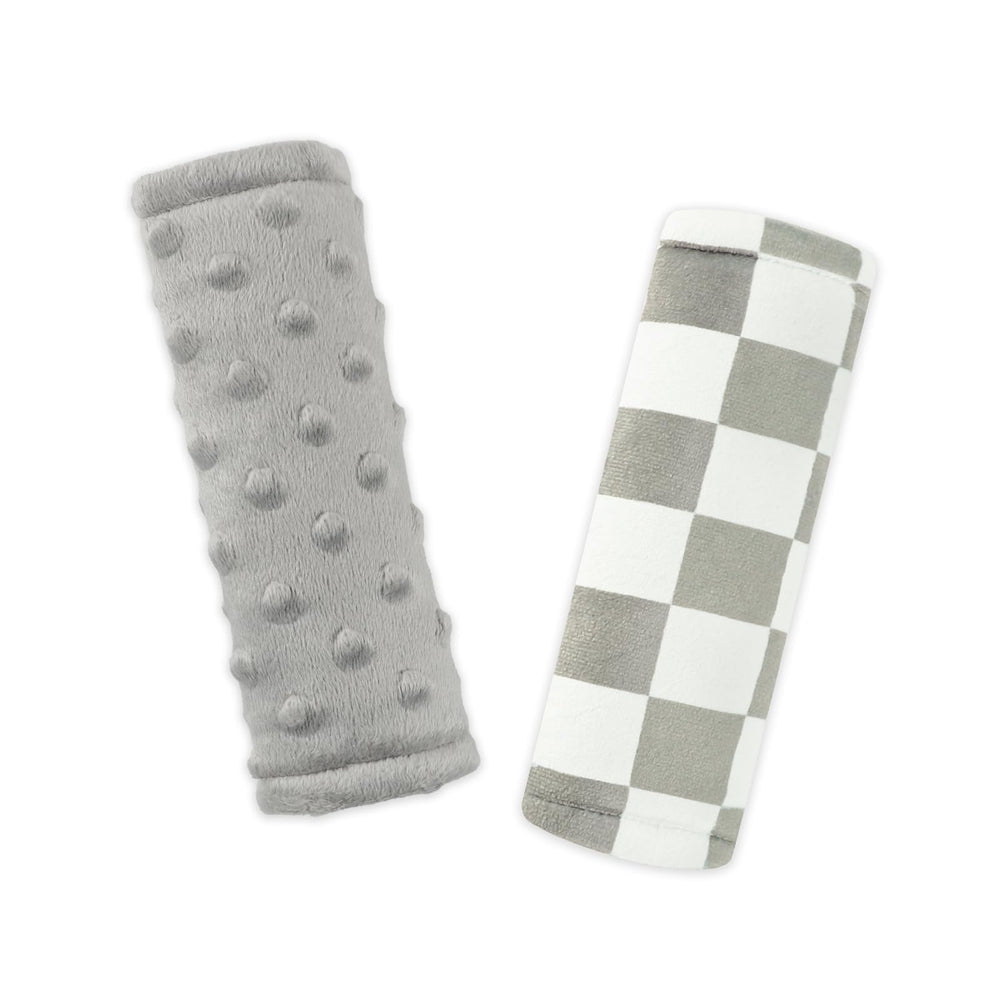 dilimi baby belt cover grey checkered fabric provides soft protection for baby's shoulders