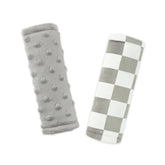 dilimi baby belt cover grey checkered fabric provides soft protection for baby's shoulders