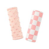 DILIMI pink checkered belt covers in a 2-pack for cozy protection on baby seats.