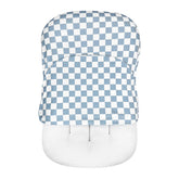 DILIMI baby lounger cover blue checkerboard closeup shows ultra-soft, breathable fabric.