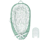 DILIMI baby lounger cover in green leaf pattern front view for easy quick cleanup.