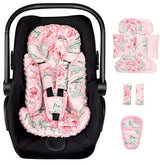 DILIMI infant car seat insert pink flower front view shows cozy newborn support.