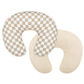 DILIMI muslin nursing pillow cover in beige checkered pattern adds soft baby-friendly style to any nursery