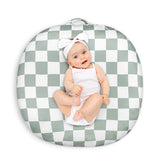 DILIMI newborn lounger cover green checkerboard close-up shows soft, breathable fabric for baby comfort
