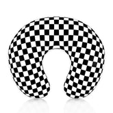 DILIMI nursing pillow cover in black checkerboard front view for stylish nursery decor.