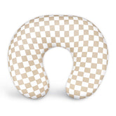 DILIMI nursing pillow cover in light brown checkerboard fabric for soft, baby-friendly comfort.
