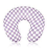 DILIMI nursing pillow cover purple checkered close-up showing soft breathable fabric.