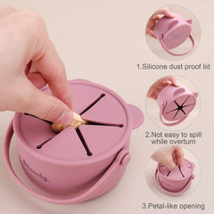 Dilovely snack cups rose lid shields contents from dust and dirt.