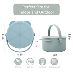 Dilovely snack cups featuring a petal opening for easy toddler access.