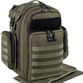 Dinictis dad diaper bag front view reveals roomy compartments for quick organization.