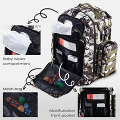 Dinictis Dad Diaper Bag side insulated pockets keep bottles and drinks ready.