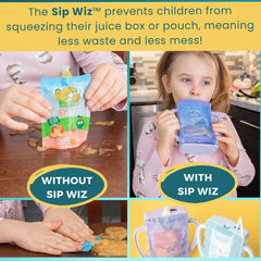 Dinneractive Sip Wiz shows easy-access straws for quick toddler snacks.