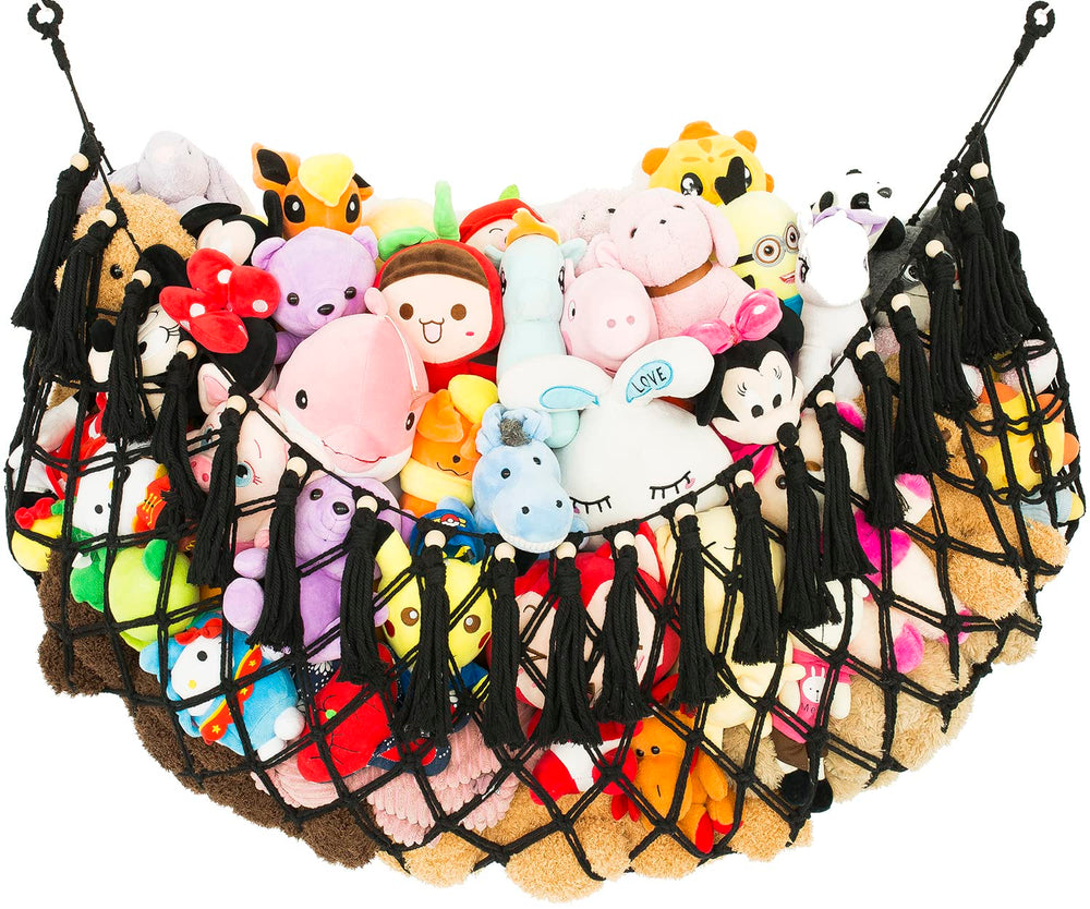 Diocos stuffed animal hammock wall-mounted net showcases space-saving storage for plushies.