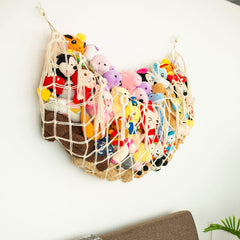 Diocos wooden beads and tassels plushie hammock adds boho style and display.
