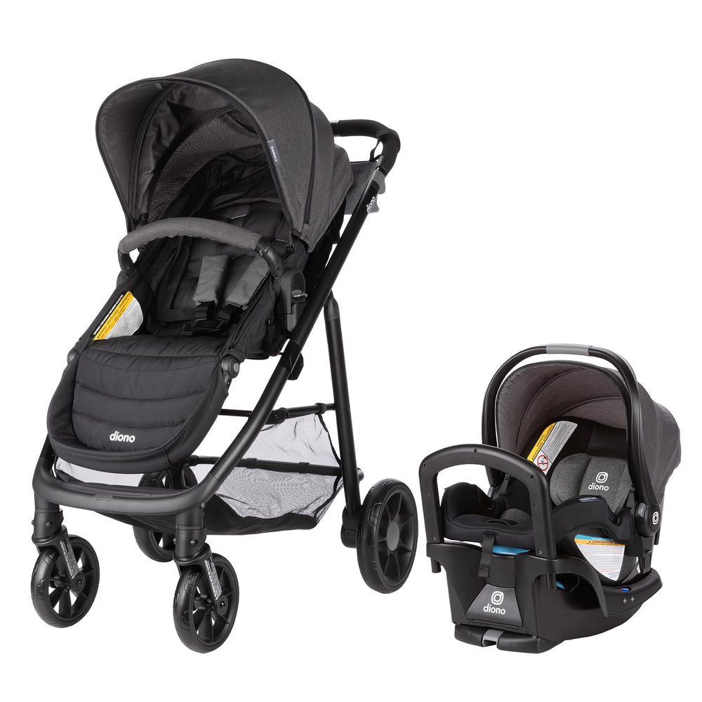 Diono Quantum 4 travel system folded compactly for easy car storage.