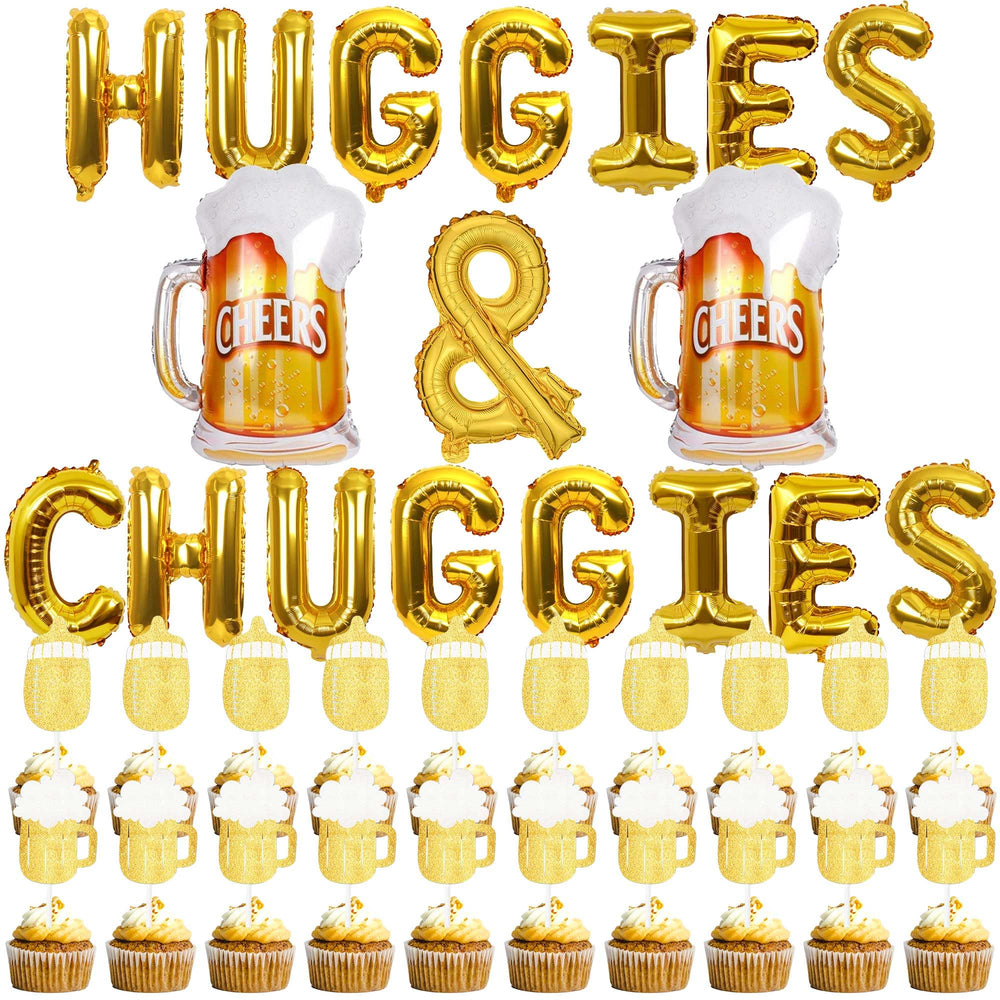 DIYCAM Huggies Chuggies letter balloons for festive baby shower signage and photo-worthy moments