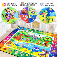 Diysani ABC Kids Rug safari animals scene for imaginative storytelling