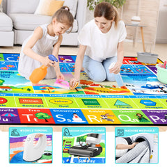 Diysani ABC Rug uses soft, machine-washable fabric for everyday durability.