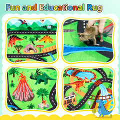 Diysani Car Rug 6x9 view shows toy car routes and adventure paths
