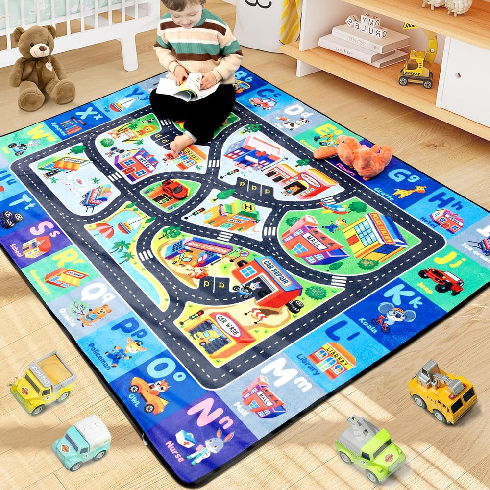 Diysani Educational ABC Rug close-up of animal artwork promotes imaginative play and animal-name learning.