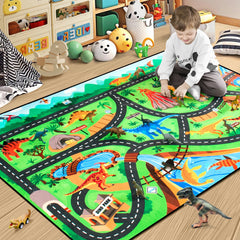 Diysani Kids Rug with dinosaur road map boosts imaginative play