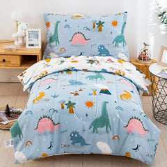DJY dinosaur-pattern reversible comforter adds playful warmth for toddlers' bed