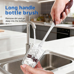 DMBMHMBDF long handle bottle brush set soft bristles protect delicate glassware.