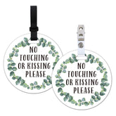 Do Not Touch Baby Sign on stroller handle with greenery design for polite distance.
