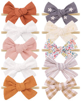 doboi ten-style headbands with linen bows on nude band for everyday wear